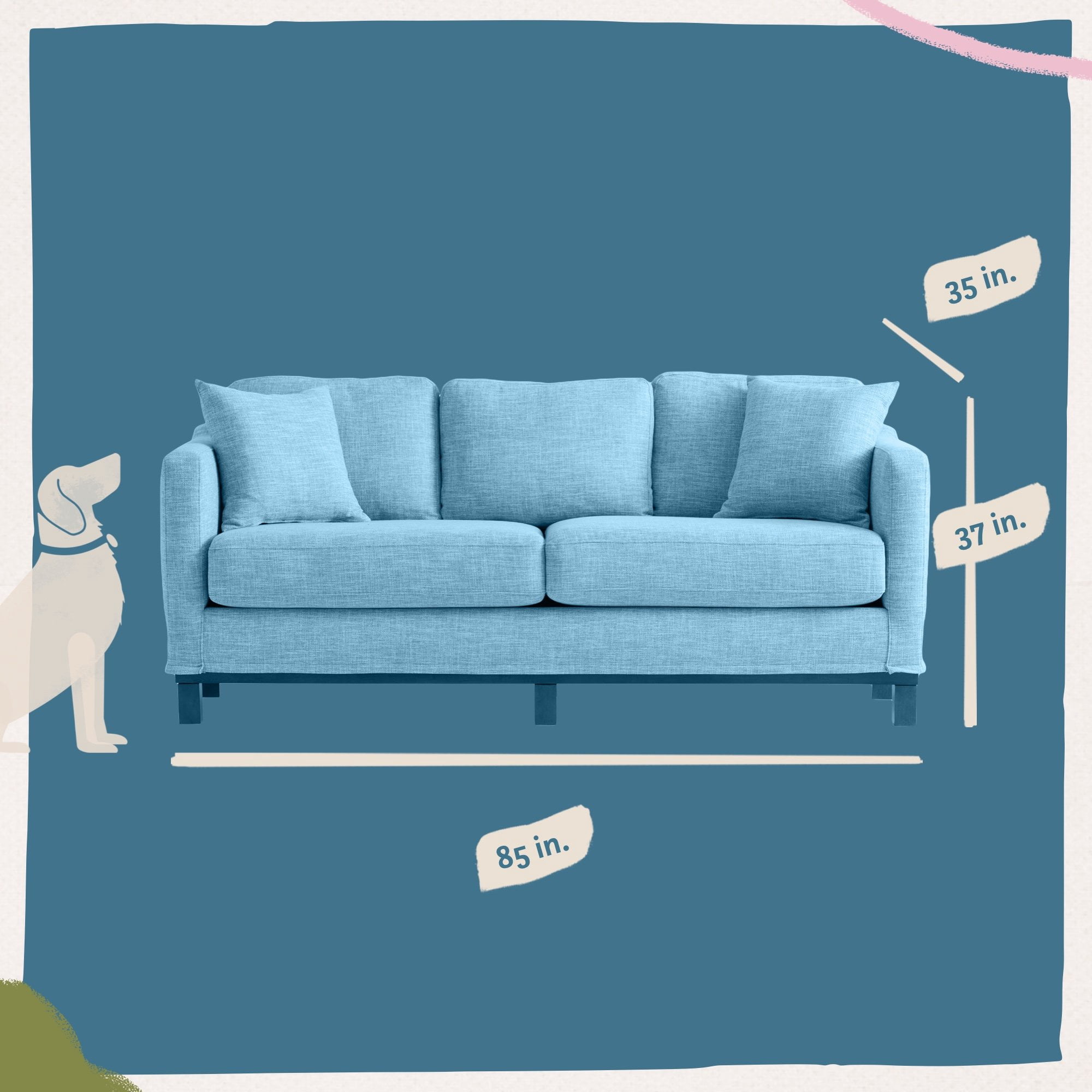 Mayview Barrett 85" Upholstered Wood Base Sofa, Gray