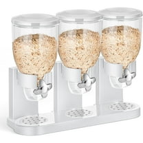 Triple Cereal Dispenser Storage Cereal Dispenser Countertop for Kitchen Dry Food Storage Containers for Candy Nut Pasta Grains Oatmeal Pet Snacks(White, 1 Pack)