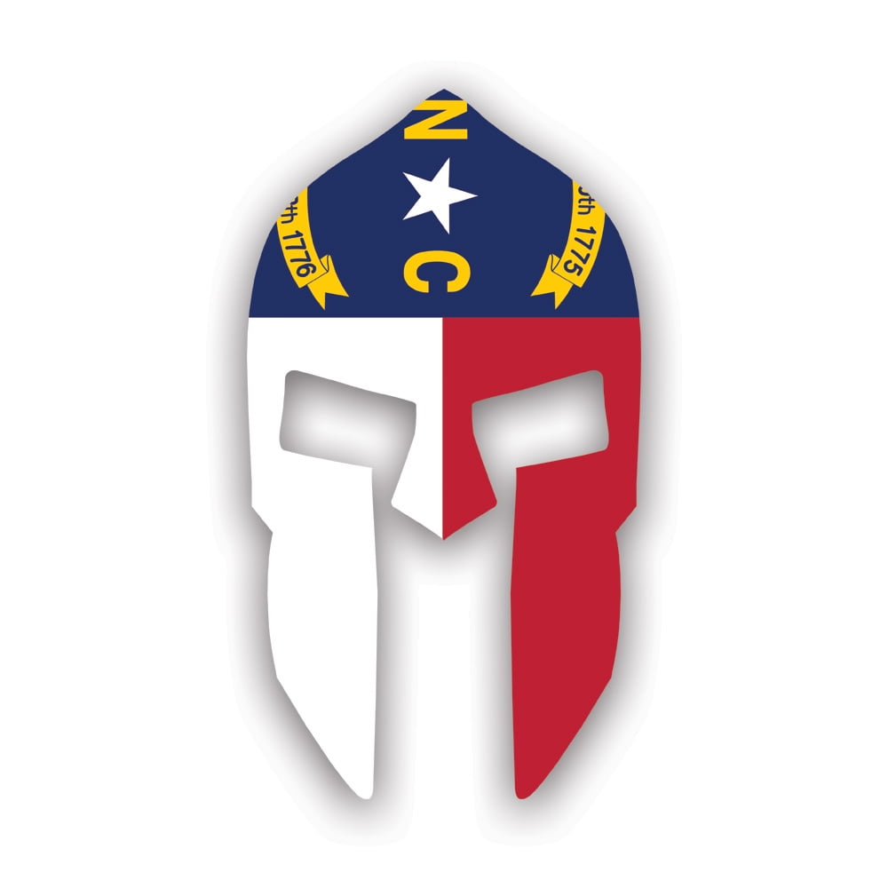 North Carolina Flag Spartan Helmet Sticker Decal Self Adhesive Vinyl