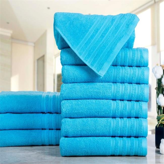 Hydro Basic HYD10BTWLMBL Everyday Hydro Cotton Absorbent Bath Towels, Medium Blue Pack of 10