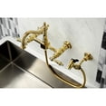 thumbnail image 2 of Kingston Brass KS1262ALBS Heritage Wall Mount Bridge Kitchen Faucet with Brass Sprayer, Polished Brass, 2 of 5