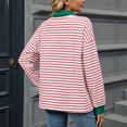 thumbnail image 3 of Women's Long Sleeve Striped Shirt Loose Casual Neck Sweatshirt Lightweight Autumn Top, 3 of 9