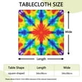 thumbnail image 2 of Rainbow Tie Dye Mandala Pattern Square Fitted Tablecloth with Elastic Edge,Square Table Cover,Washable Elastic Table Cover for Home Kitchen Party Decor 34"x34", 2 of 6