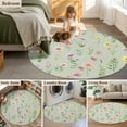thumbnail image 5 of Round Rug 6Ft Washable Non-Slip, Pink Spring Floral Circle Area Rugs for Living Room Bedroom, Farmhouse Flowers Sage Green Leaves Indoor Floor Mats Carpet Runner for Home Decor Aesthetic, 5 of 8