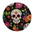 thumbnail image 4 of BANET Funny Sugar Skull Tablecloth, Day of The Dead Mexico Floral Print Round Table Cloth for Kitchen Dining Room Halloween Party, Black Green, Round 31"-35, 4 of 8
