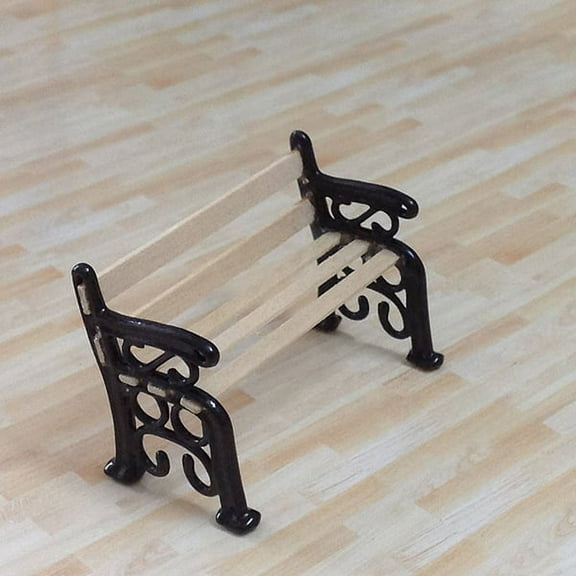 Luxshiny Miniature Garden Bench Park Bench Wood Color Imitation Decoration 1Pack