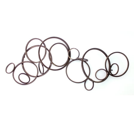 Industrial Style Metal Wall Decor with Multiple Circles, Bronze- Saltoro Sherpi