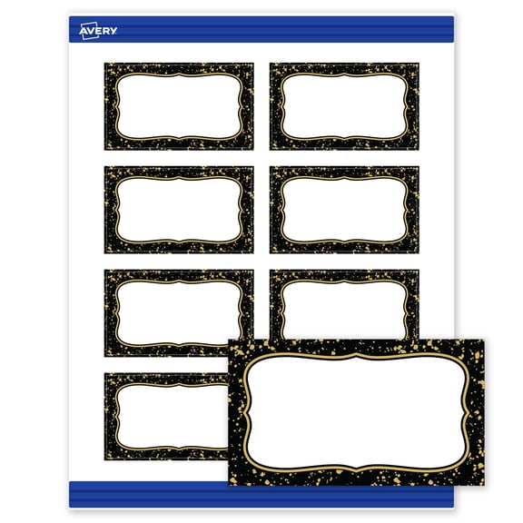 Avery Business Cards, 2" x 3.5", Black with Gold Specs, Matte