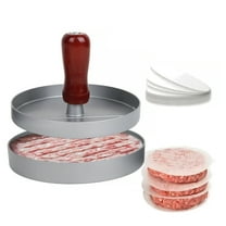 GoXteam Burger Press with 100 Patty Papers, Non-Stick Hamburger Patty Maker with Wax Paper, Aluminum Burger Maker for Kitchen BBQ Grill