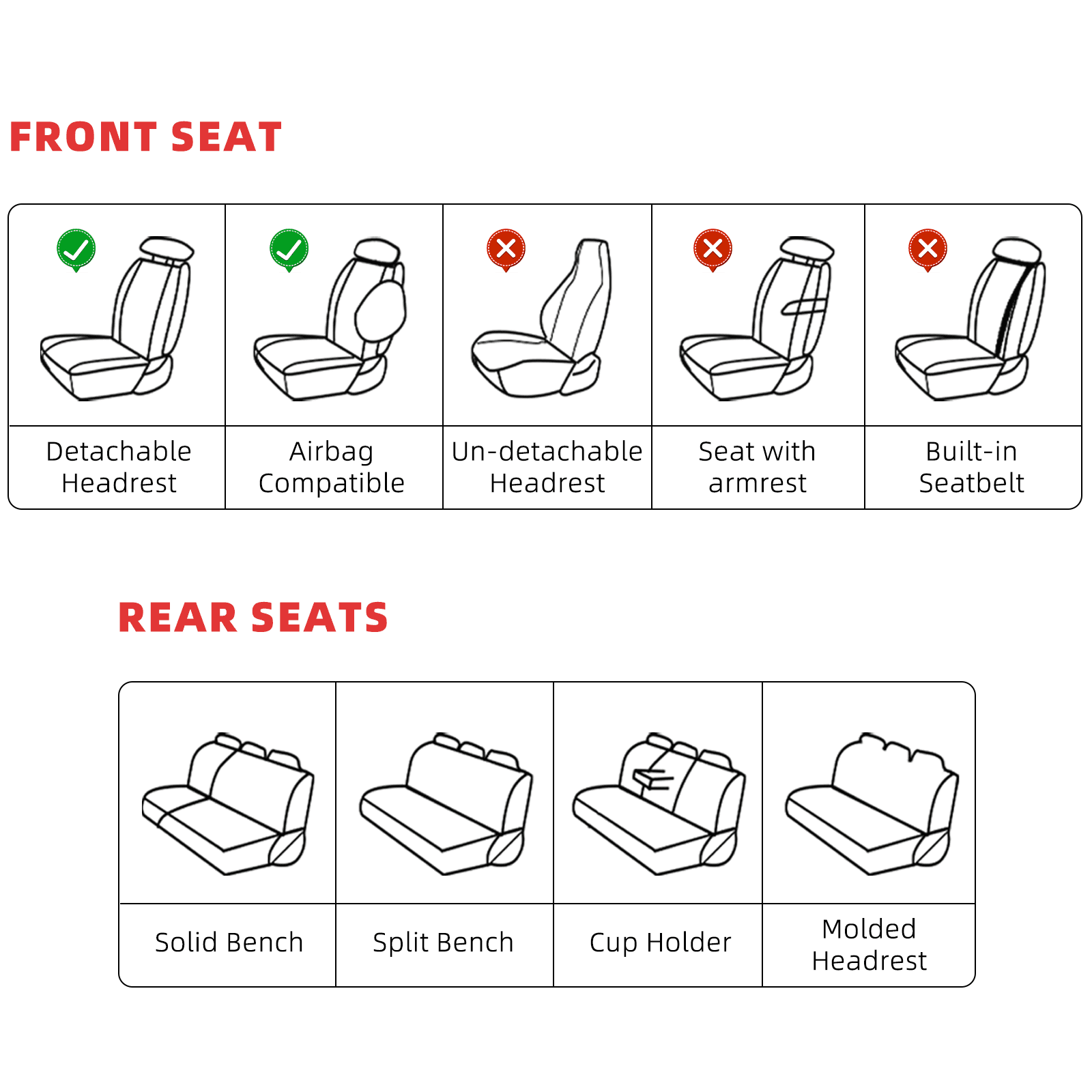 NS YOLO Premium Faux Leather Car Seat Covers Full Set | Universal Fit for Cars, Trucks & SUVs | Waterproof, Full Coverage 5-Seat Protector，black