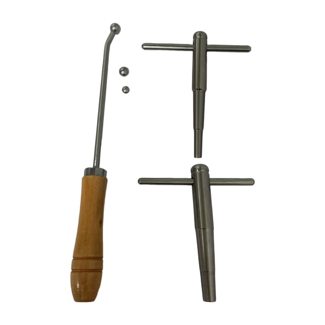 Mango de reparación de trompeta Mango de madera Instrumento musical portátil con bolas de metal Accesorio de trompeta Herramientas de reparación de Hugo Mango de reparación de trompeta