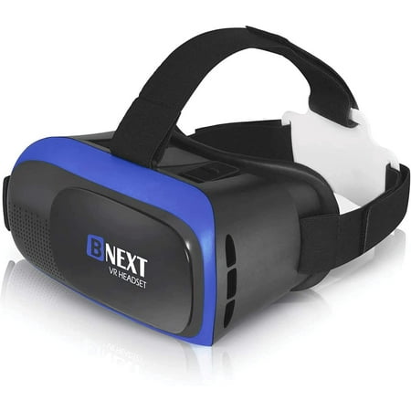 BNext VR Headset Compatible with Android & iPhone - Universal Virtual Reality Goggles for Kids & Adults - Blue 3D VR Glasses for Mobile Viewing & Gaming