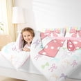 thumbnail image 4 of Feelyou Polkadots Bowknot Kids Queen Comforter Set, Kawaii Princess Ribbon Bedding Sets, Dreamy Rainbow Stripes Reversible Bedding Comforter Set, Lightweight Room Decor, 3-Piece, 4 of 8