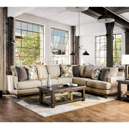 Furniture Of America Vreeland Rustic Stain Resistant Sectional Sofa