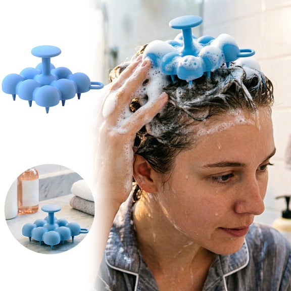 Silicone Scalp Massage Brush for Hair Washing Exfoliating Gentle Cleanse Spa- Bath Accessory for Relaxation and Hygienic Care