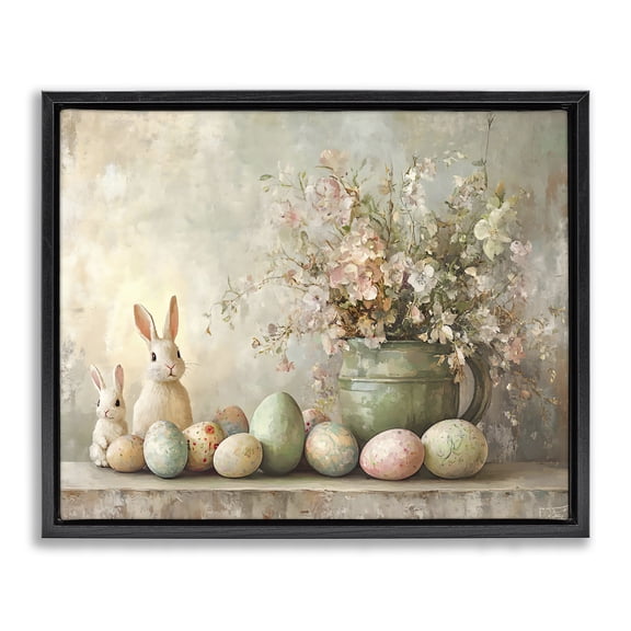 Stupell Industries French Country Pastel Easter Still Life Black Floating Frame Canvas Art, 21 x 17, by Franklyn Gregory