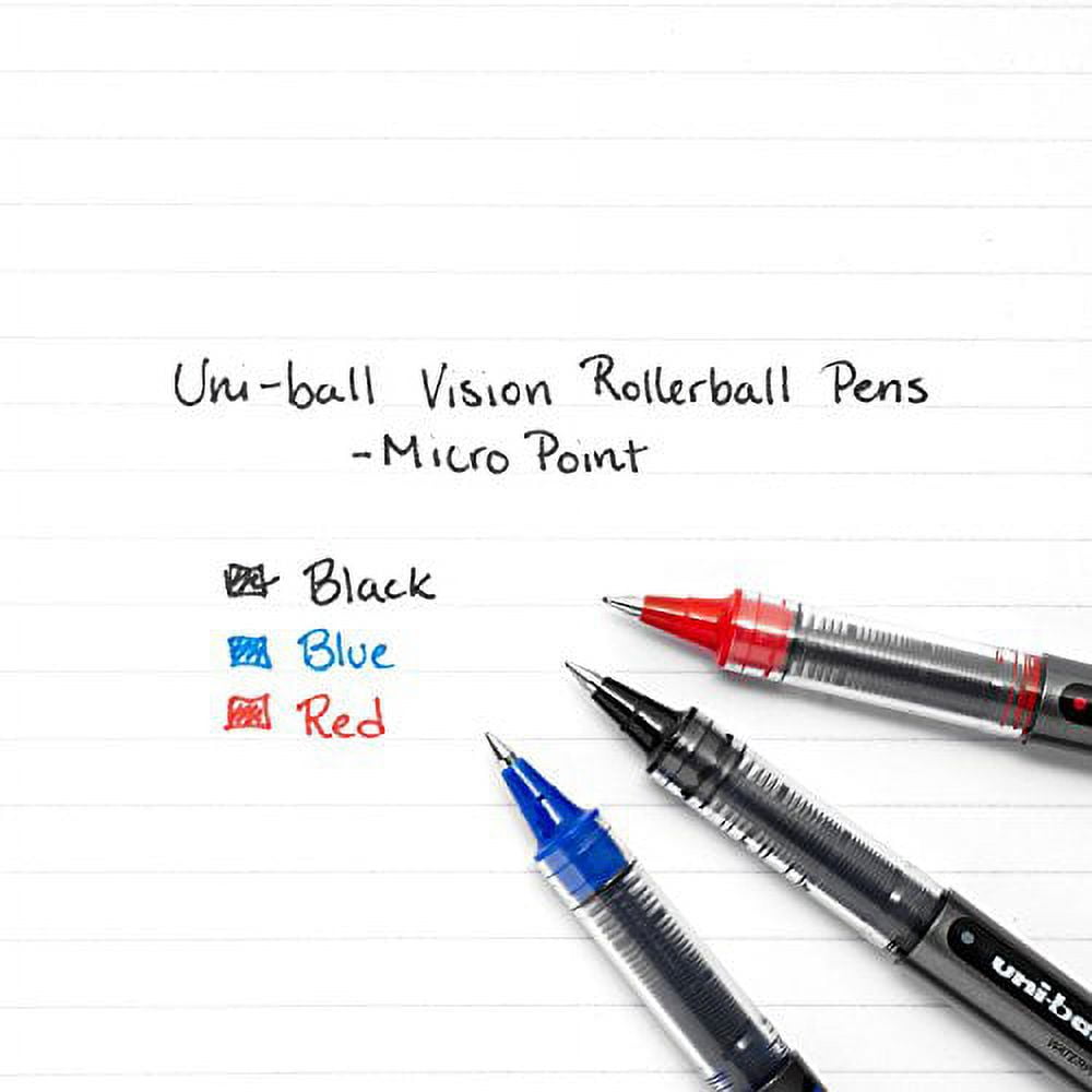 uni-ball Vision Rollerball Pens, Micro Point (0.5mm), Red, 12 Count