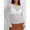thumbnail image 3 of Faithtur Femmes Été Pures Crop Tops Manches Longues Équipée Dentelle Courte Sortir Tops pour Parti, 3 of 9