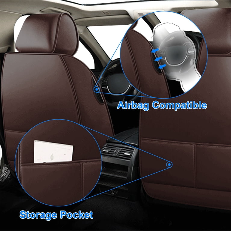 Full Set Car Seat Covers For Chevy Impala 2000-2020 - Nappa Leather Look, 5-Piece (Beige)