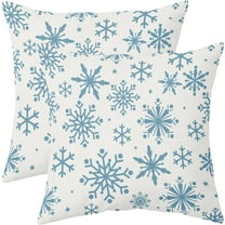 Ligt Blue Winter Snowflakes Pillow Covers 20x20 Set of 2 Christmas Decorative Throw Pillows Outdoor Farmhouse Xmas Holiday Seasnoal Pillowcases Cushion Case Decor for Home Sofa Couch Bed