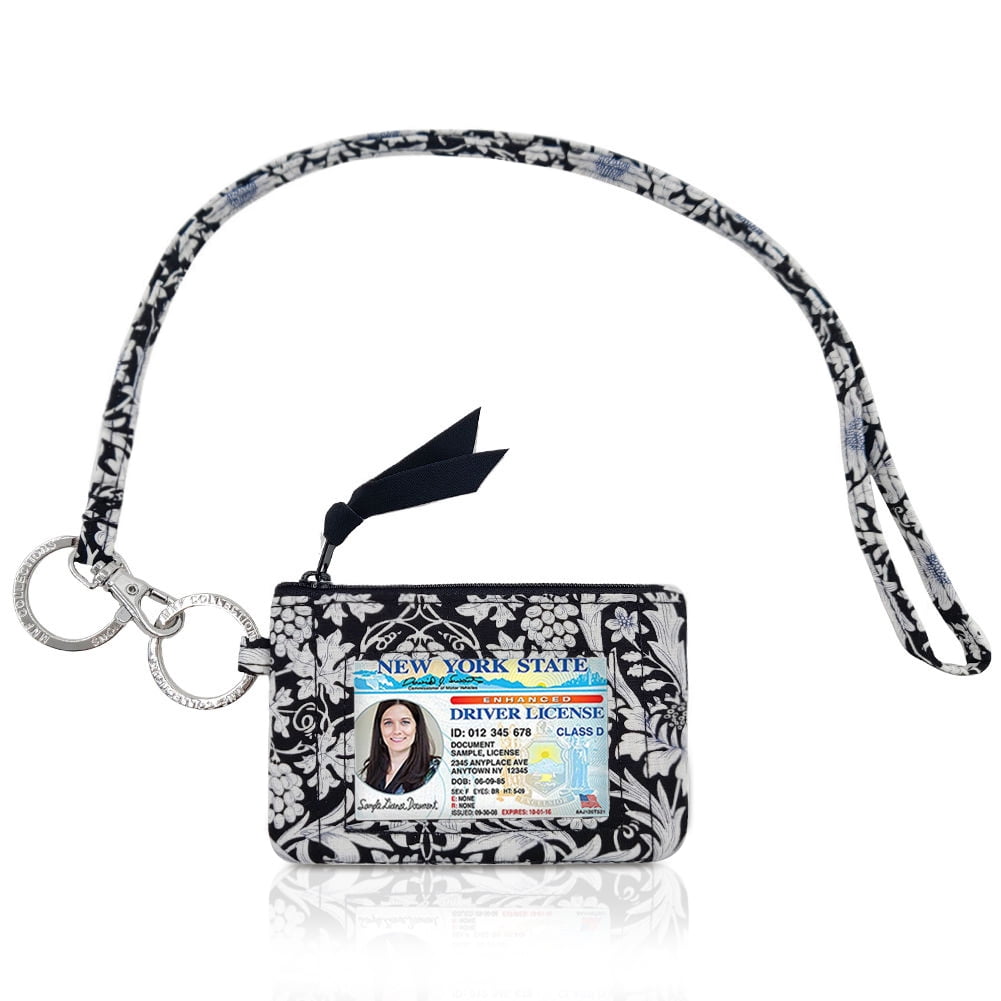 Zip ID Case with Lanyard - Badge ID Holder Wallet with Zipper - Cotton ...