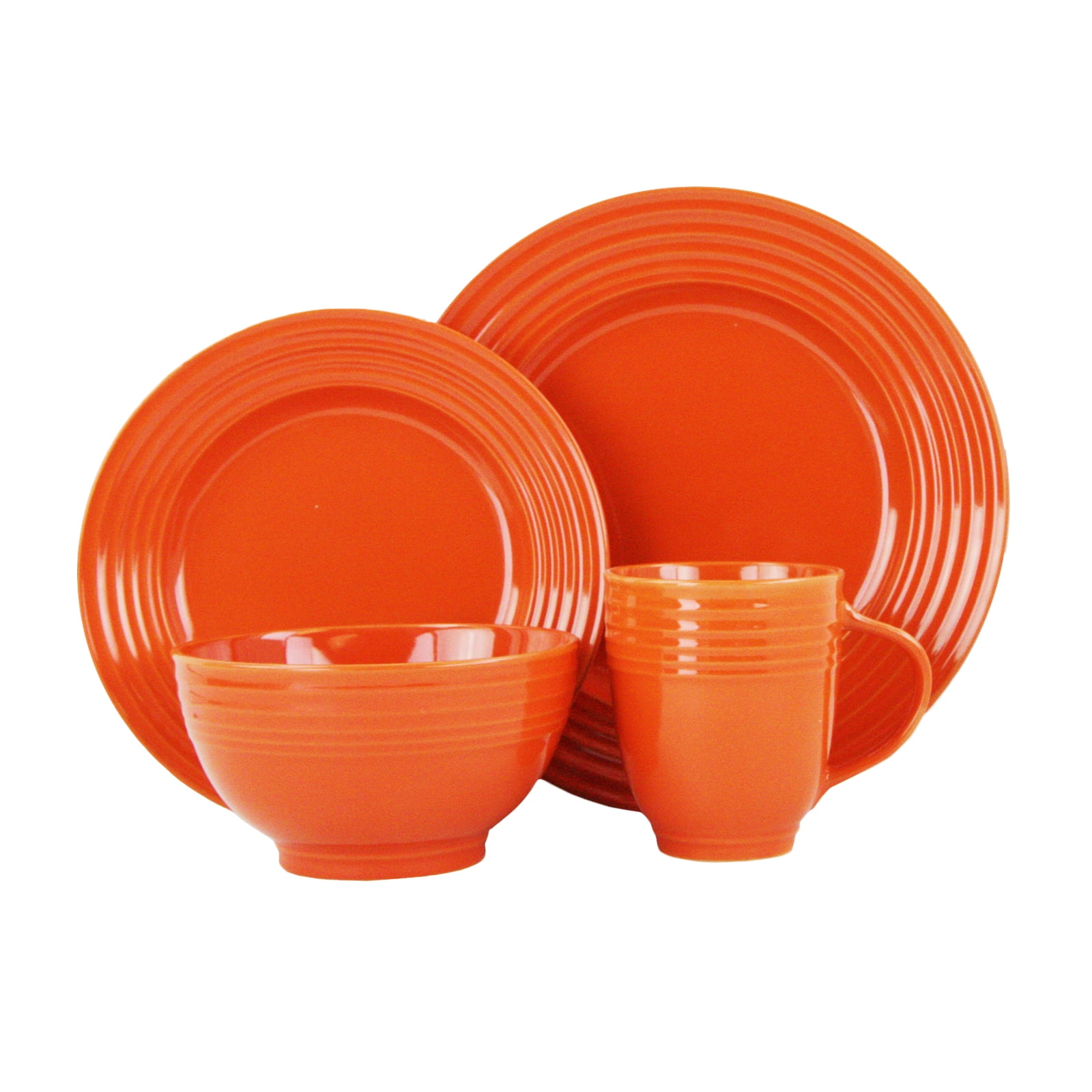 Stylush 16 Piece Dinnerware Set, Orange