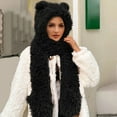 thumbnail image 2 of Glisme Winter Hat Women Windproof Three In One Hooded Cap Earflap Hat Long Scarf Gloves Set Thermal Earflap Hat Scarf Pocket Gloves Set Stylish Accessory Black, 2 of 5