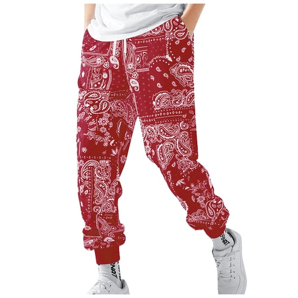 DXOUPM Sweatpants for Men Digital Print Casual Gym Running Workout Sweatpants with Pockets