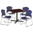 thumbnail image 5 of ofm multi-use break room package, 36" square table with plastic stack chairs, cherry finish with x-style pedestal base and wine seats (pkg-brk-034), 5 of 5