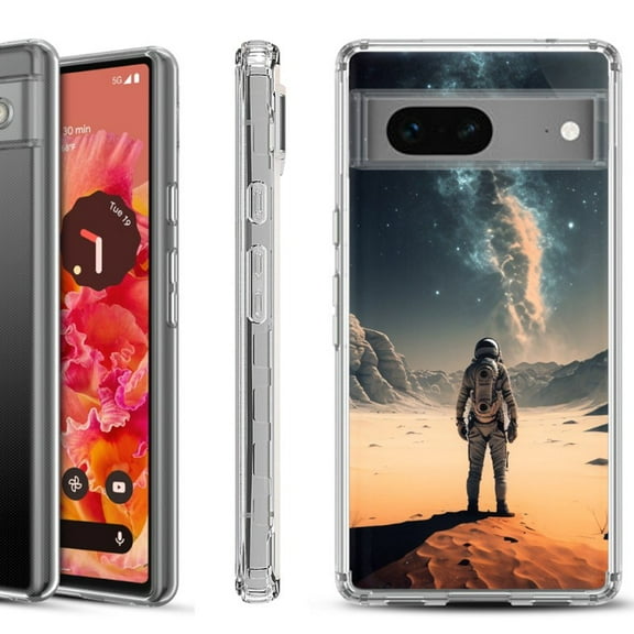 Shockproof Phone Case for Google Pixel 8a 5G, Hybrid Case Cover, by OneToughShield - Astronaut Milkyway