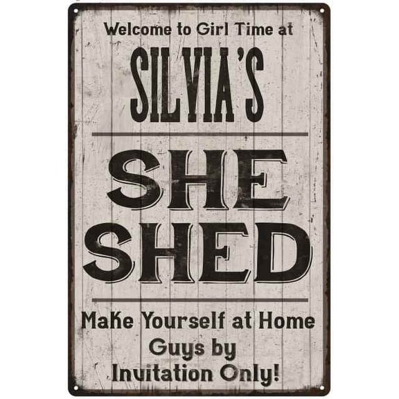 SILVIA'S She Shed Sign Lady Cave Gift 8 x 12 High Gloss Metal 208120082462