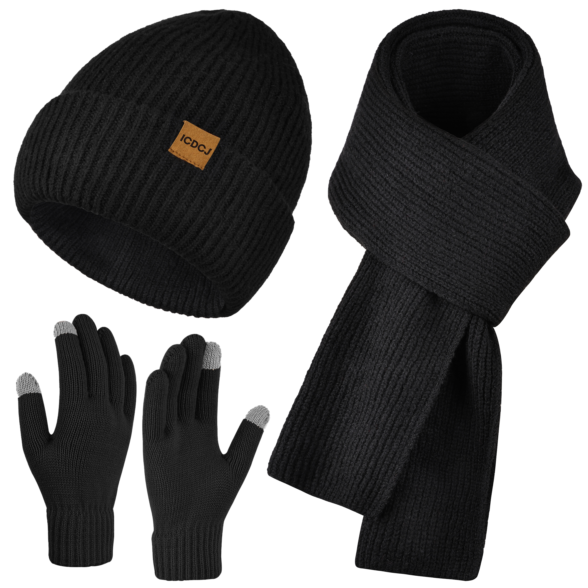 Steve Madden Women's Cuff Beanie Hat with Pom Pom & Scarf Set