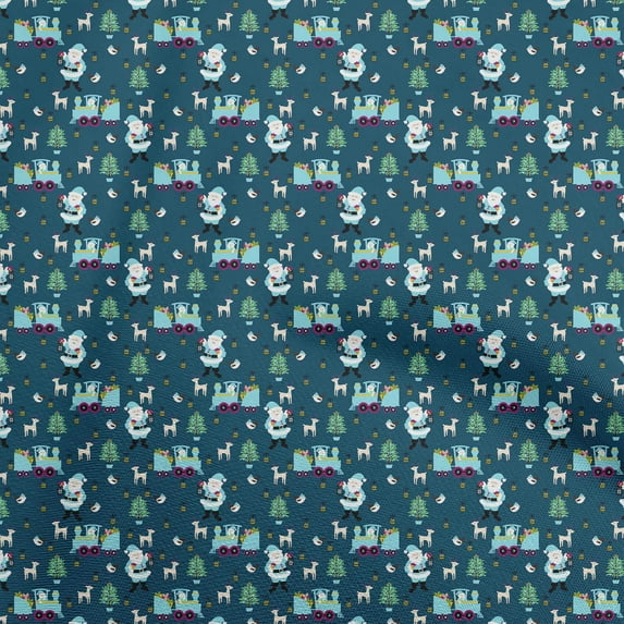 oneOone Cotton Cambric Teal Blue Fabric Christmas Sewing Fabric By The Yard Printed Diy Clothing Sewing Supplies 56 Inch Wide