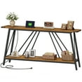 thumbnail image 3 of Console Table, Console Table with Charging Station, Industrial Entryway Table, 2-Tier Foyer Table, Sturdy Frame, Easy Assembly, for Living Room, Entrance, Corridor, Rustic Brown and Black BF152UXG01, 3 of 8