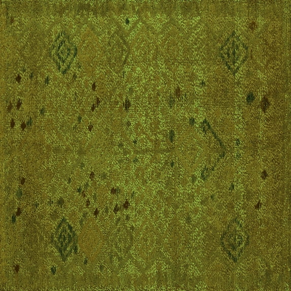 Ahgly Company Indoor Square Abstract Green Modern Area Rugs, 7' Square