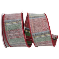 Reliant Ribbon - 93369W-065-40F, Frosted Alford Plaid We Ribbon, Red, 2-1/2 Inch, 10 Yards