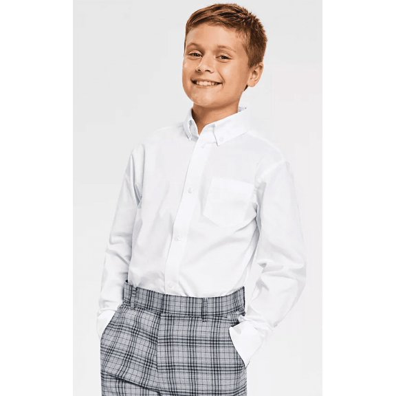 Tommy Hilfiger WHITE Big Boys Pinpoint Oxford Shirt, US 14