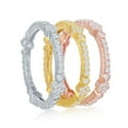 thumbnail image 2 of iJewelry2 Tri-color Sterling Silver Clear CZ Design Eternity Triple Band Ring Size 7, 2 of 2