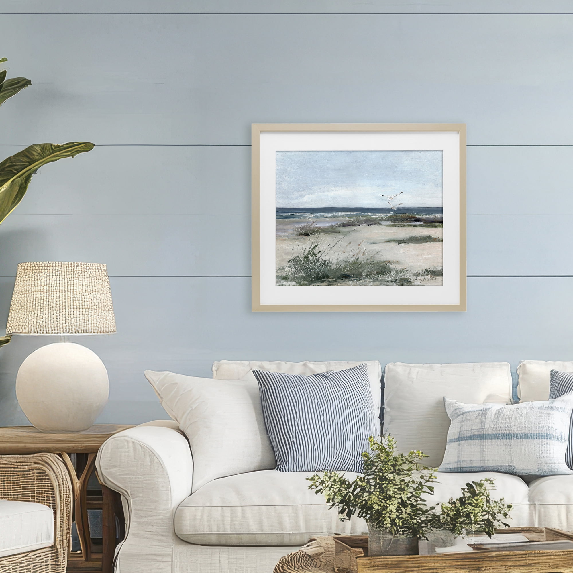 Stupell Industries Seagull Pair over Waves Birch Framed Print Under Glass, design by Sally Swatland