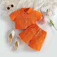 thumbnail image 2 of Glisme 2 Piece Outfits For Girls Summer Outfits 2 Pcs Set Short Sleeve Top And Shorts Casual Playwear For Toddler Versatile Orange Clothes Suits, 2 of 8