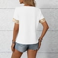 thumbnail image 4 of ZHYou Sequins Tops for Womens Contrast Casual Summer T Shirts Short Sleeve Solid Plain Tee Tops with Pockets,White,Size L, 4 of 8