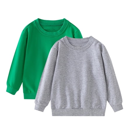 asjyhkr 2pc Kids Clothes Crewneck Sweatshirt Fall Long Sleeve Child Classic Pullover Casual Daily Wear Comfy Tops(10-11 Years Gray4)