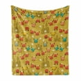 thumbnail image 1 of Crabs Soft Flannel Fleece Throw Blanket, Children Themed Cartoon Style Crabs and Shells and a Sand Castle on Beach Print, Cozy Plush for Indoor and Outdoor Use, 50" x 70", Pale Coffee, by Ambesonne, 1 of 6