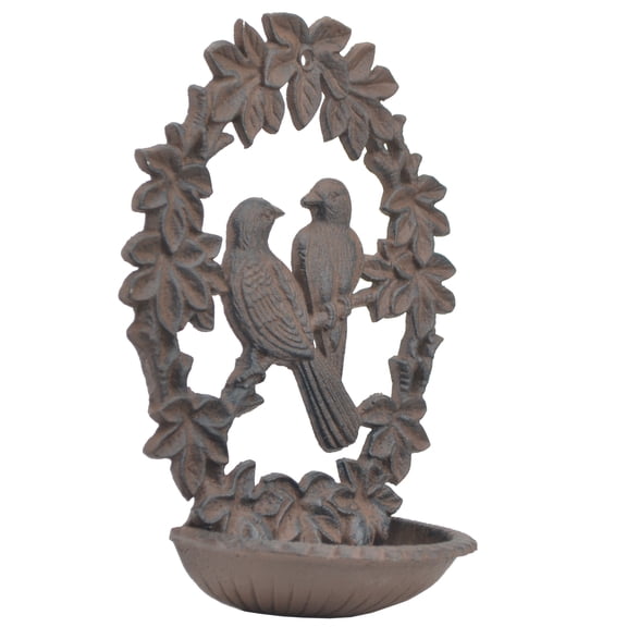 Seed Feeder Bird Bath Decorative Cast Iron Wall Mount 9.75" Long by Flag Emotes
