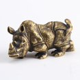 thumbnail image 4 of Handmade Crafts Mini Copper Rhino Sculpture Home Office Decor Ornament Toy Gift, 4 of 8
