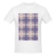thumbnail image 4 of Bingfone Purple Floral Gingham Check Plaid Men'S Loose Fit Short-Sleeve Pocket T-Shirt, 4 of 7