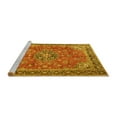thumbnail image 2 of Ahgly Company Machine Washable Indoor Round Medallion Yellow Traditional Area Rugs, 3' Round, 2 of 4