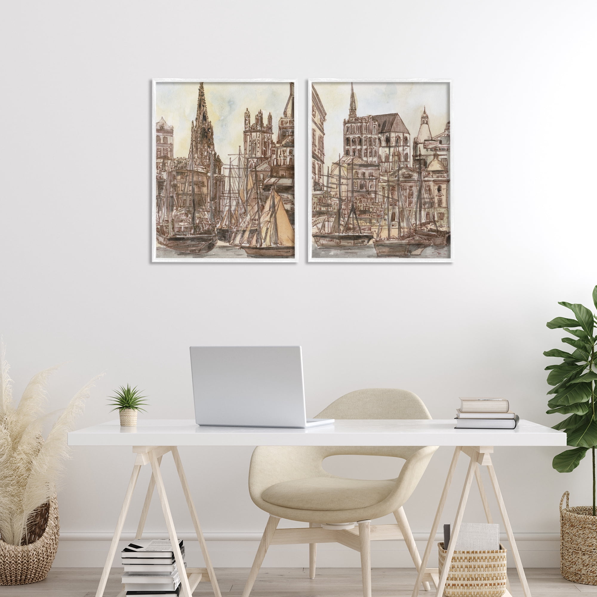 Stupell Industries Salted Remnants Pier 2 Piece White Framed Giclee Art Set, design by Melissa Wang