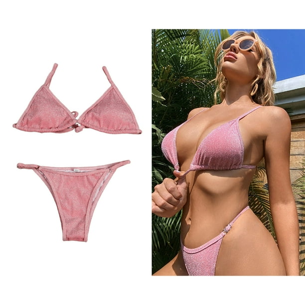 Traje de baño de 2 piezas para mujer, traje de baño de corte alto, conjuntos de triangur, traje de baño, ropa de pya, trajes de baño Macarena Traje de bikini de mujer
