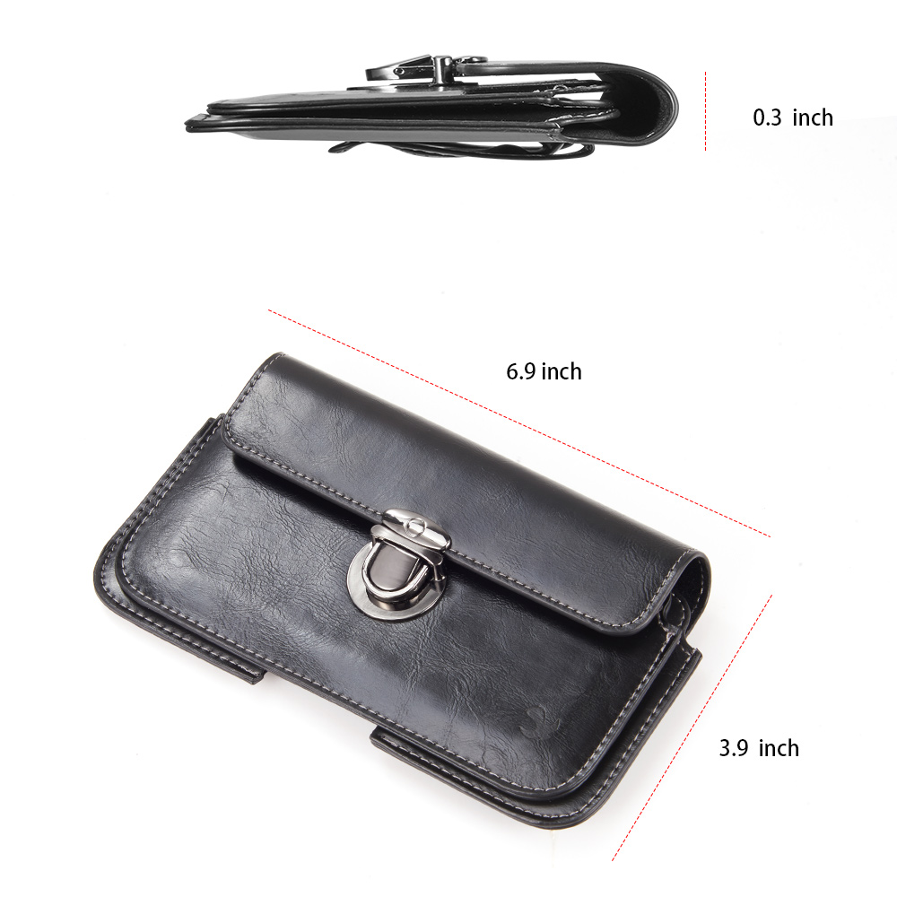LG  Luxmo No.28 Galaxy Note, I717 & 5.7 in. Universal Horizontal Stylish Leather Pouch - Black - image 4 of 8